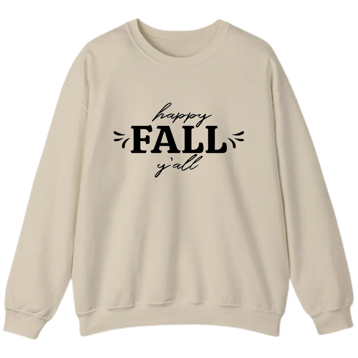 Happy Fall Y'all Typography Sweatshirt in Sand