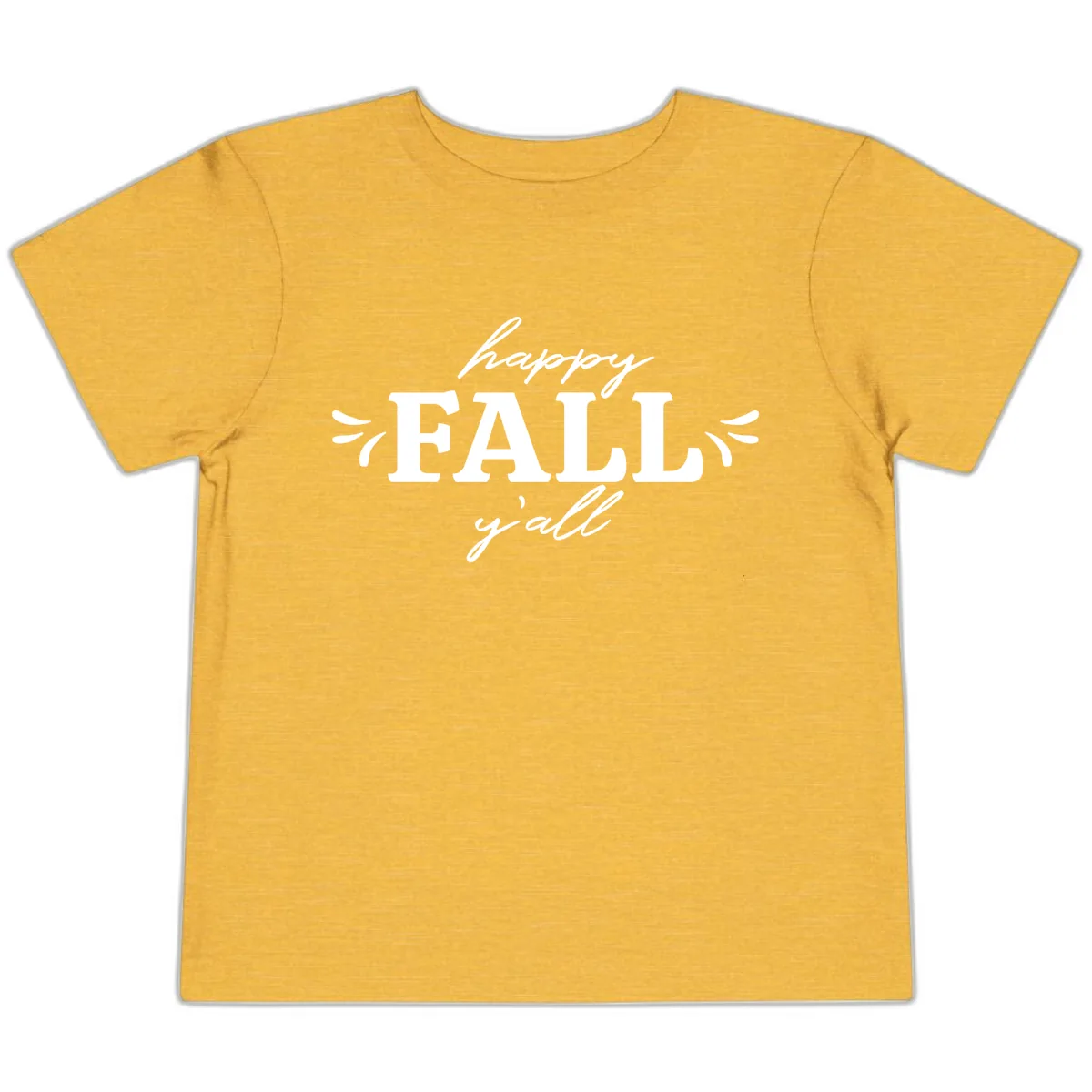 Happy Fall Y'all Typography Toddler T-Shirt in Heather Yellow Gold