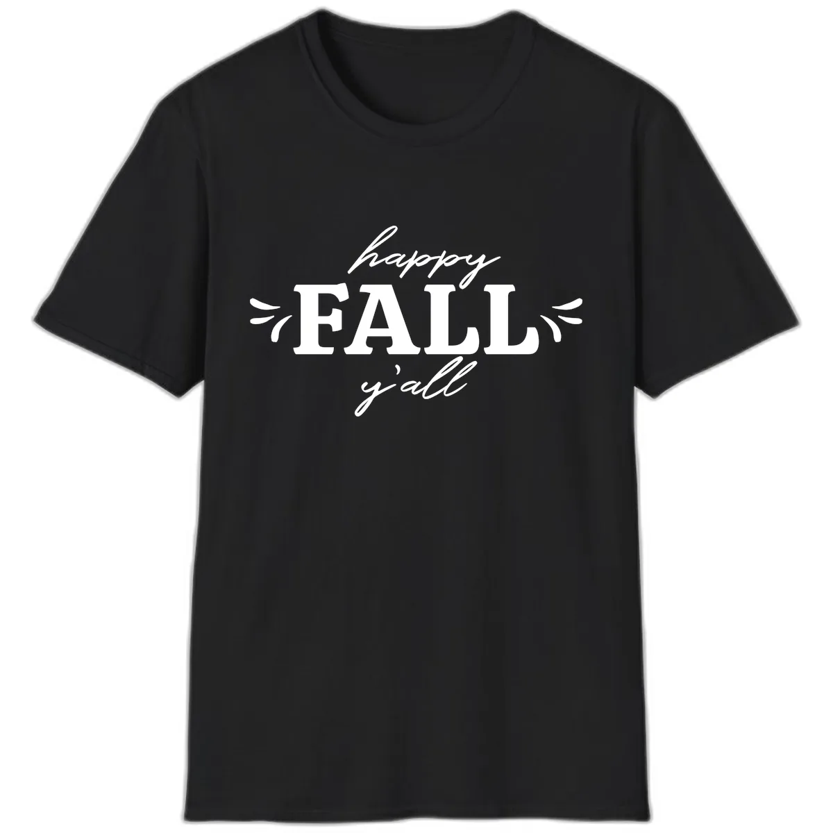 Happy Fall Y'all Typography T-Shirt in Black