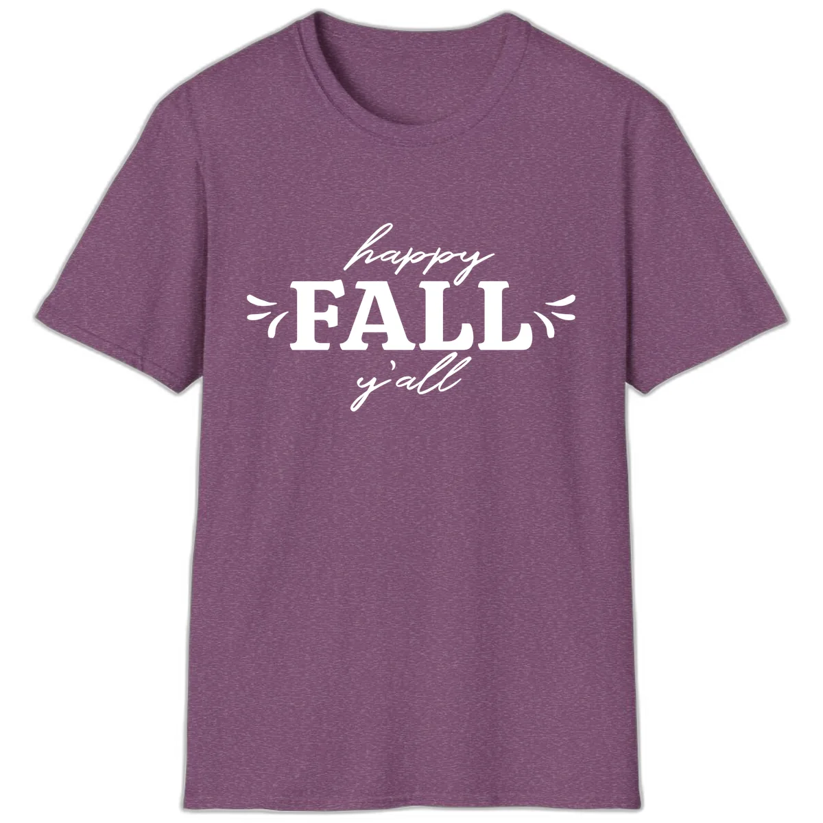 Happy Fall Y'all Typography T-Shirt in Heather Maroon