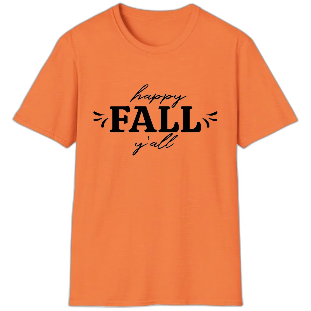 Happy Fall Y'all Typography T-Shirt in Heather Orange