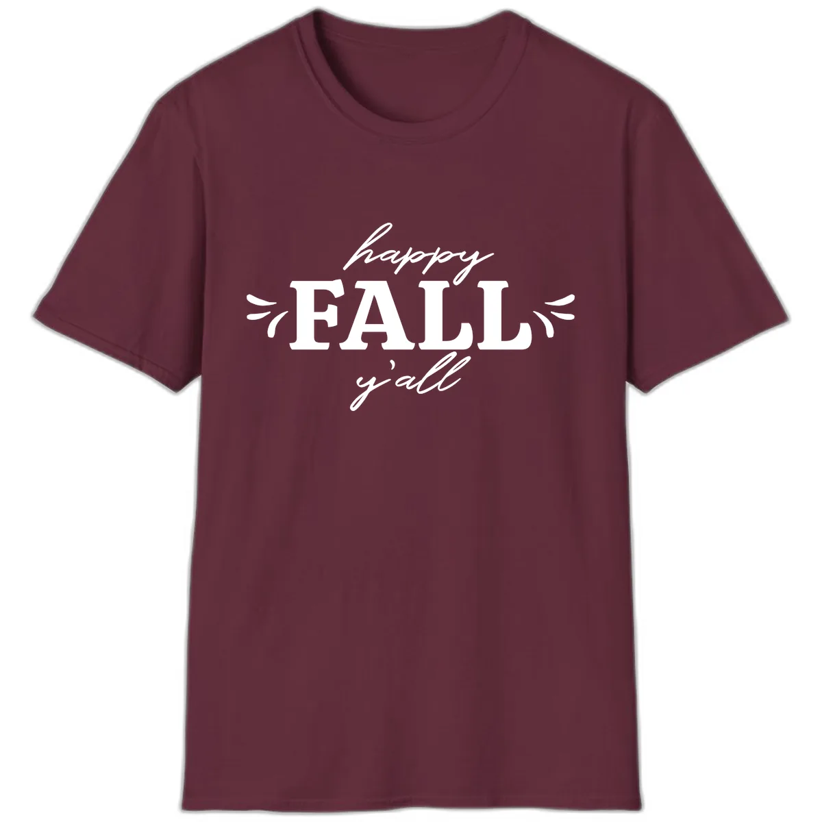 Happy Fall Y'all Typography T-Shirt in Maroon