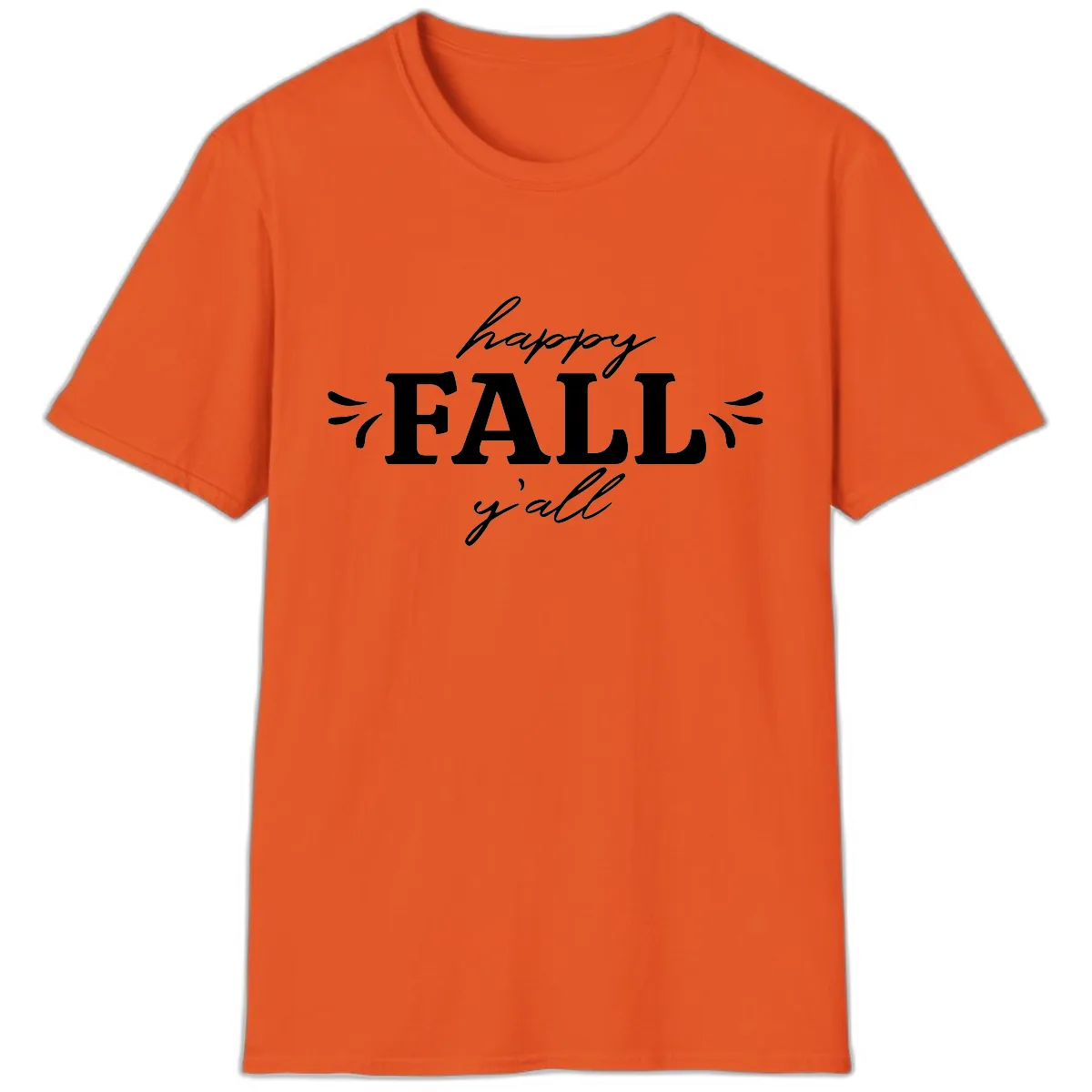 Happy Fall Y'all Typography T-Shirt in Orange