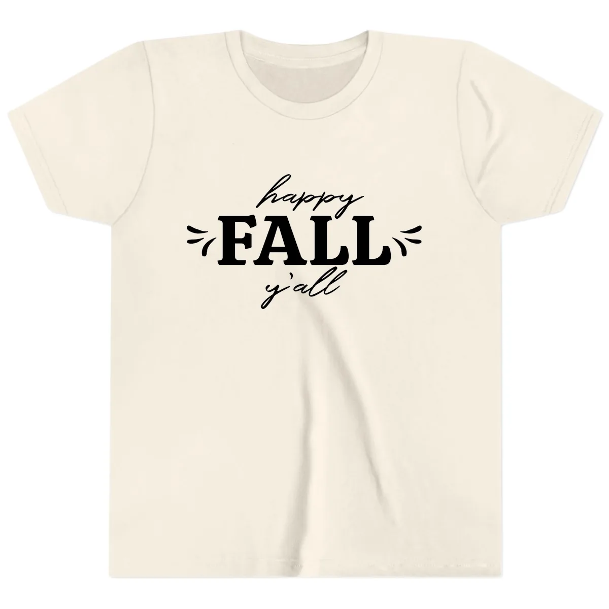Happy Fall Y'all Typography Youth T-Shirt in Natural