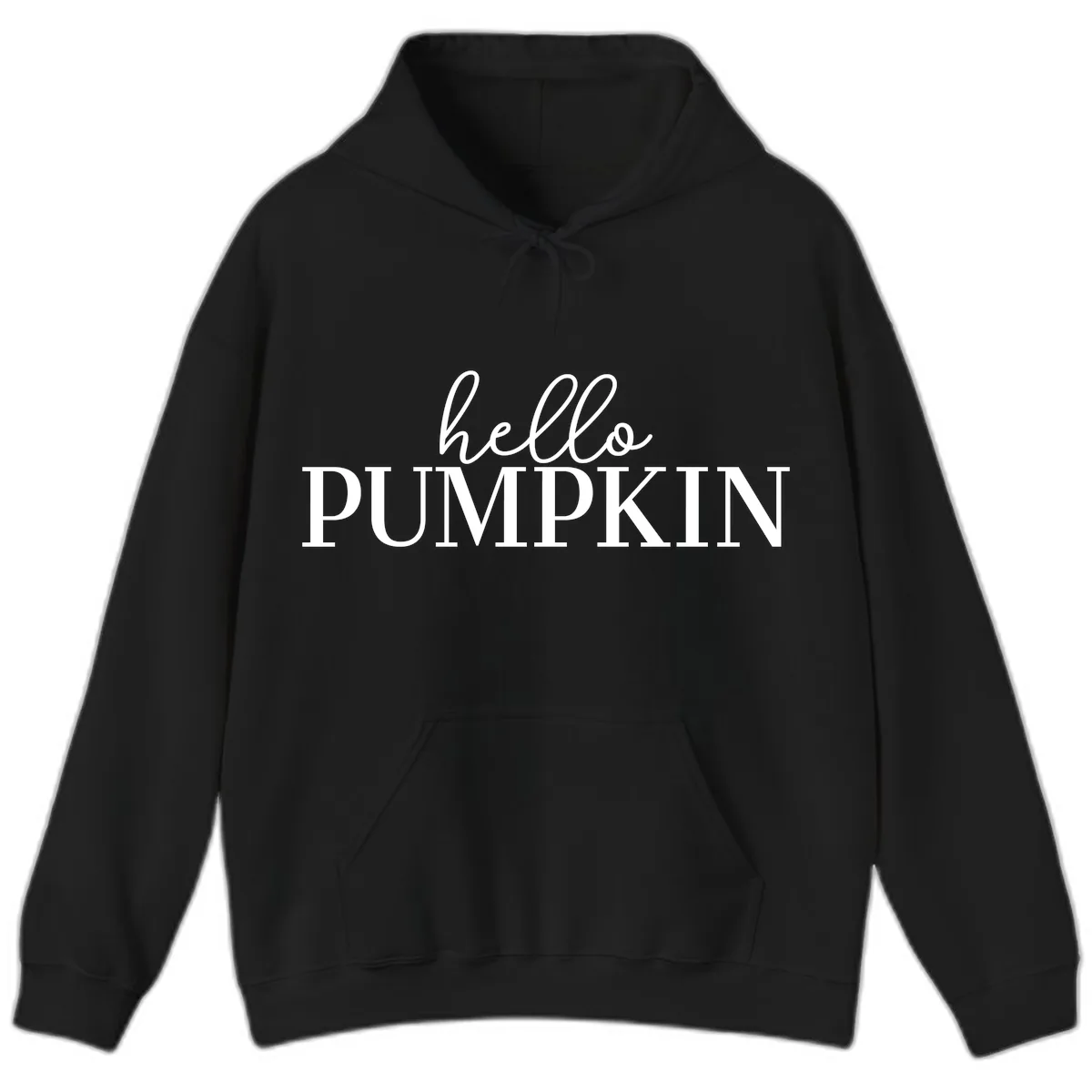 Hello Pumpkin Family Thanksgiving Tee Hoodie in Black