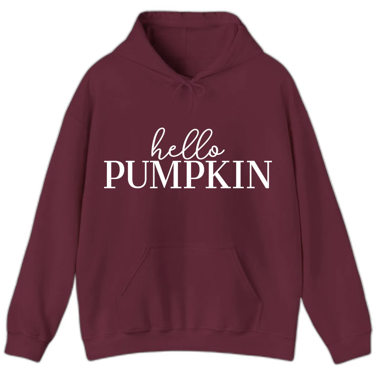 Hello Pumpkin Family Thanksgiving Tee Hoodie in Maroon