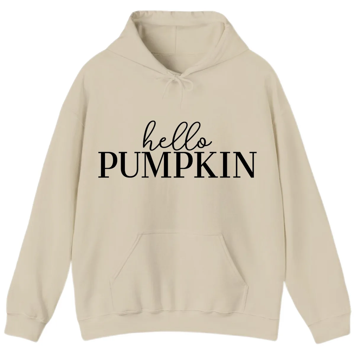 Hello Pumpkin Family Thanksgiving Tee Hoodie in Sand