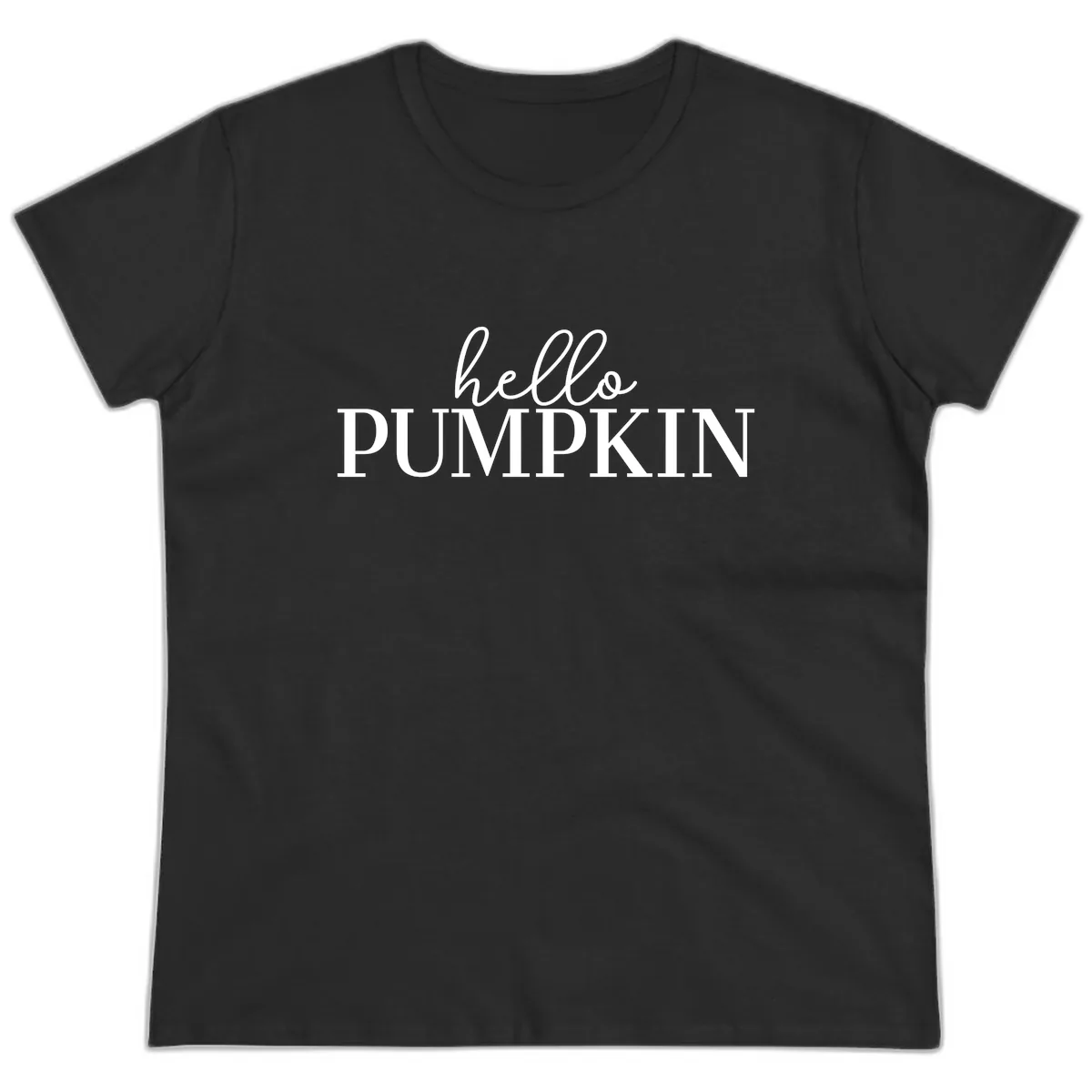 Hello Pumpkin Family Thanksgiving Tee Ladies Tee in Black