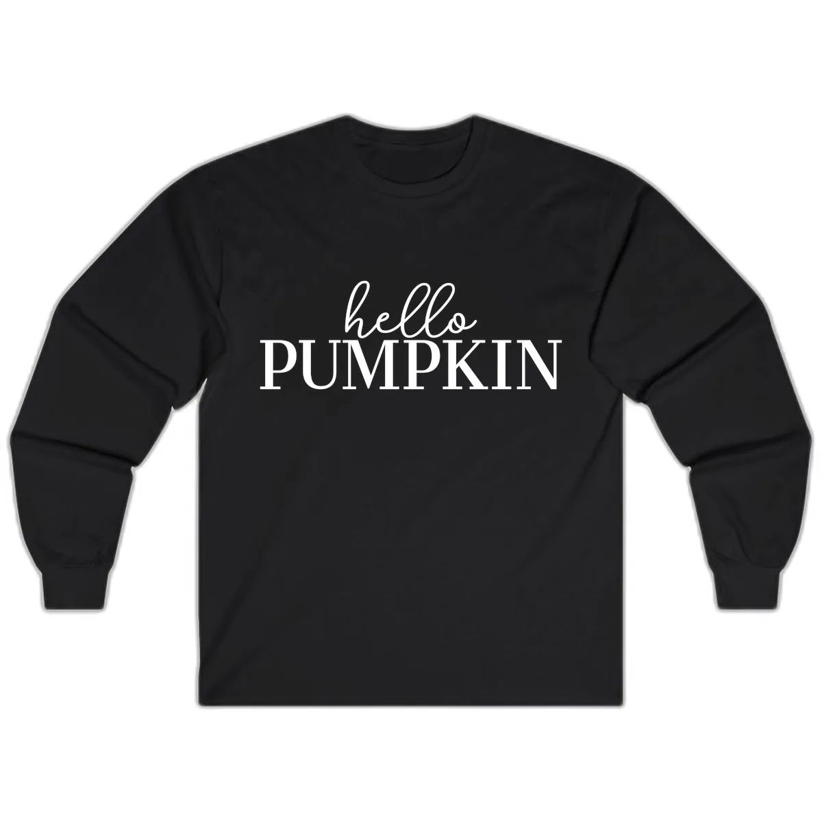 Hello Pumpkin Family Thanksgiving Tee Long Sleeve in Black