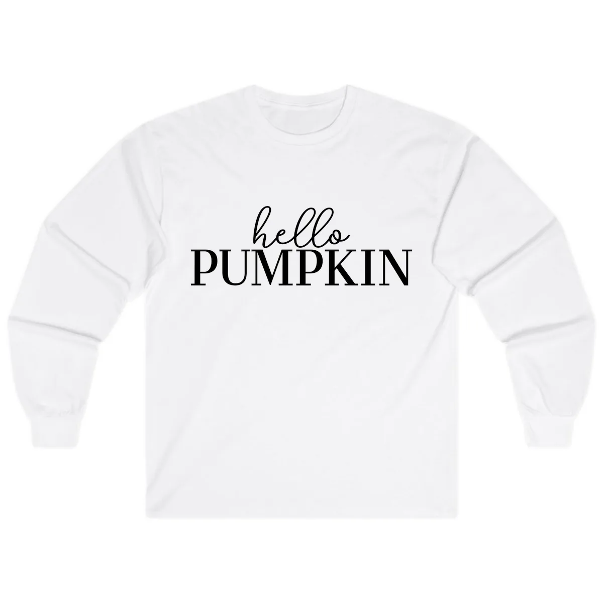 Hello Pumpkin Family Thanksgiving Tee Long Sleeve in White