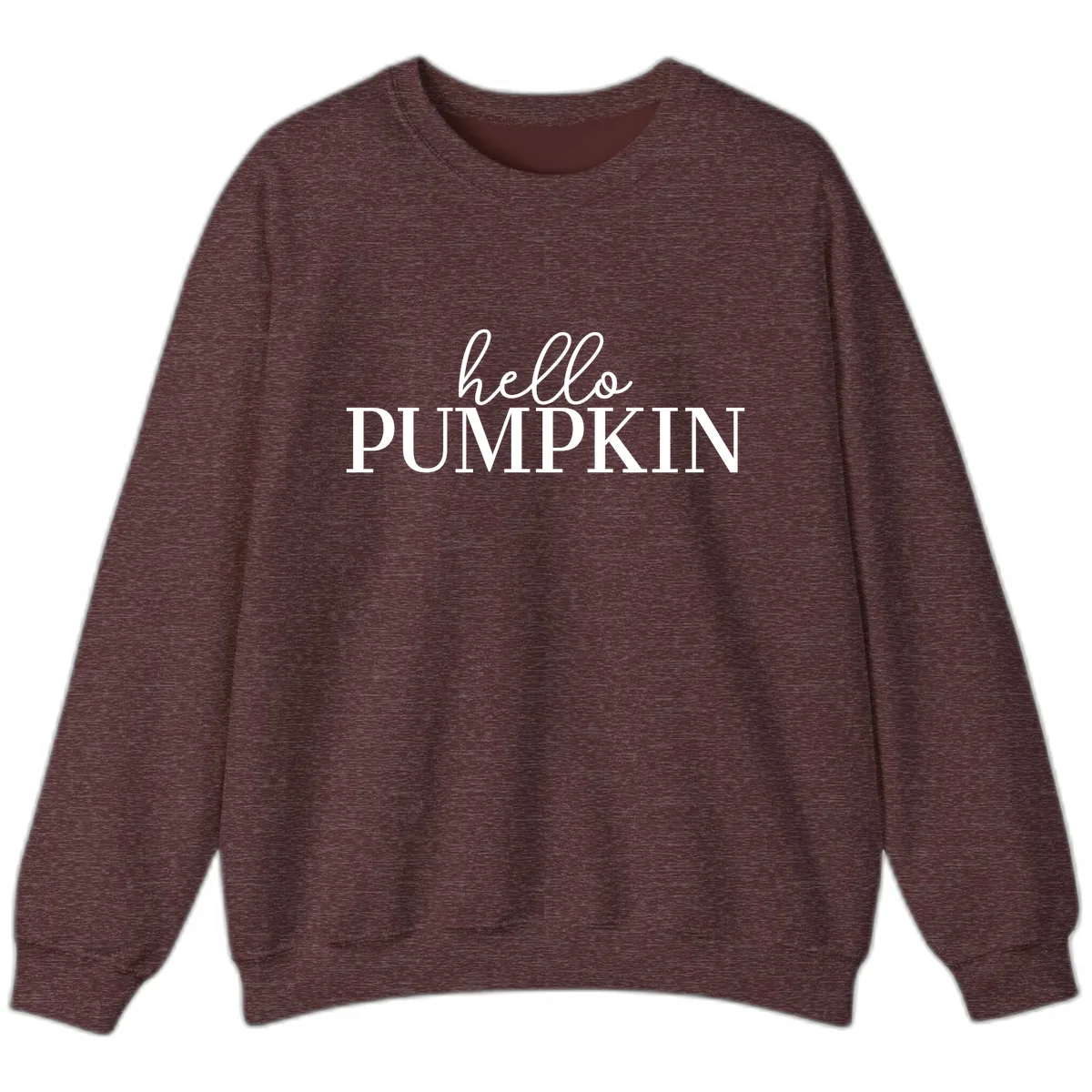 Hello Pumpkin Family Thanksgiving Tee Sweatshirt in Heather Sport Dark Maroon
