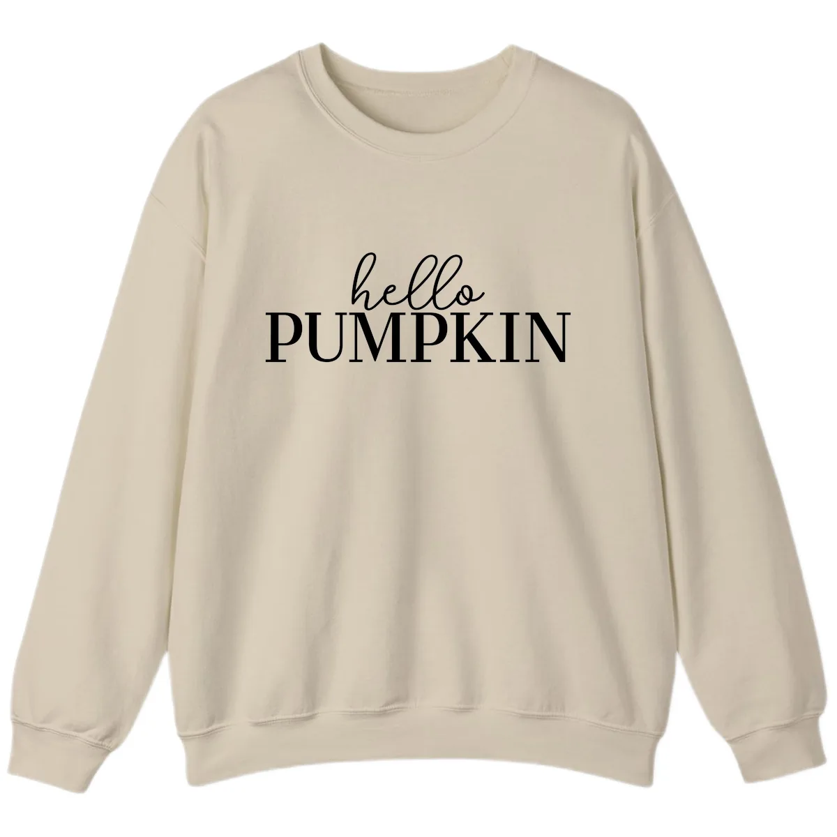 Hello Pumpkin Family Thanksgiving Tee Sweatshirt in Sand