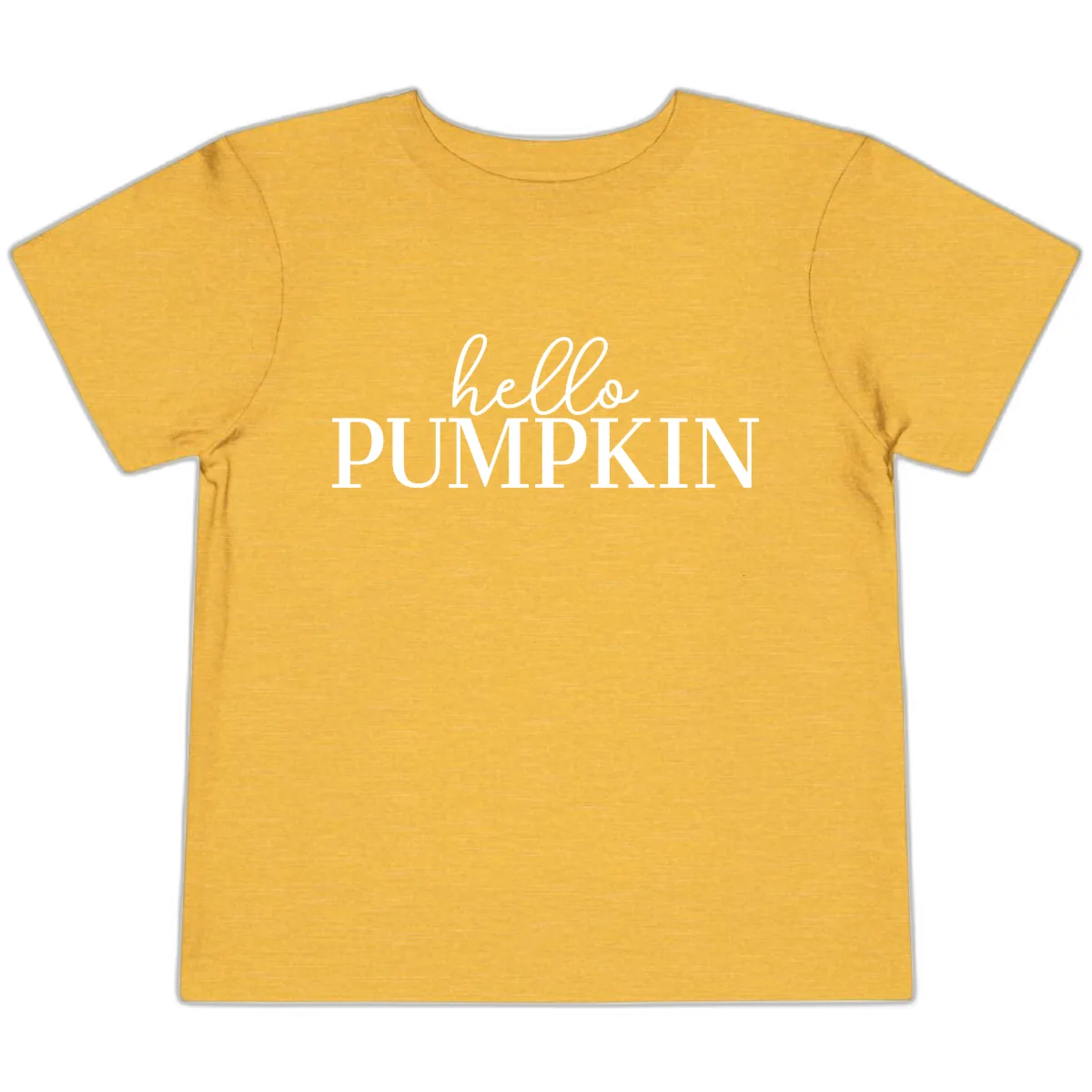 Hello Pumpkin Family Thanksgiving Tee Toddler T-Shirt in Heather Yellow Gold