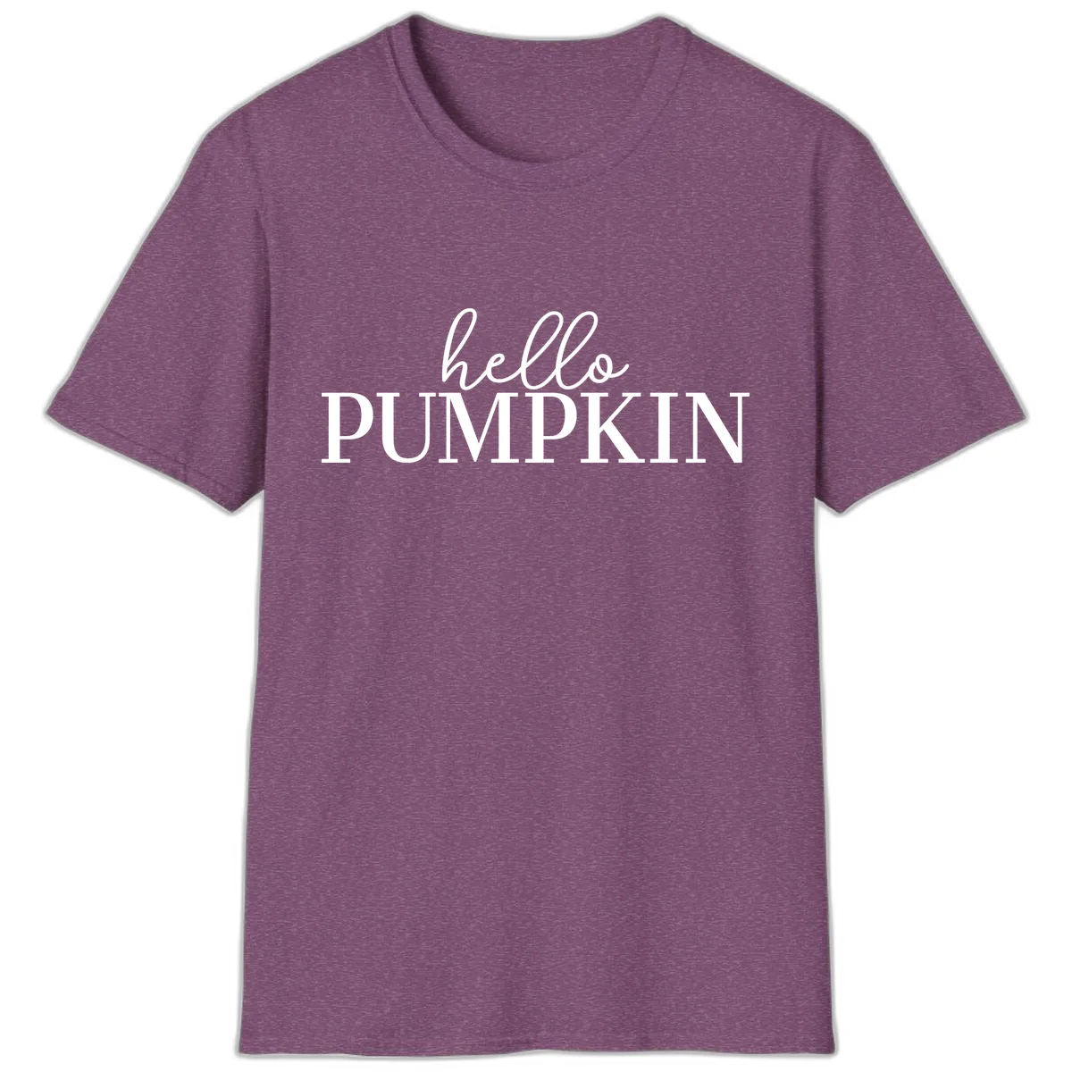 Hello Pumpkin Family Thanksgiving Tee T-Shirt in Heather Maroon