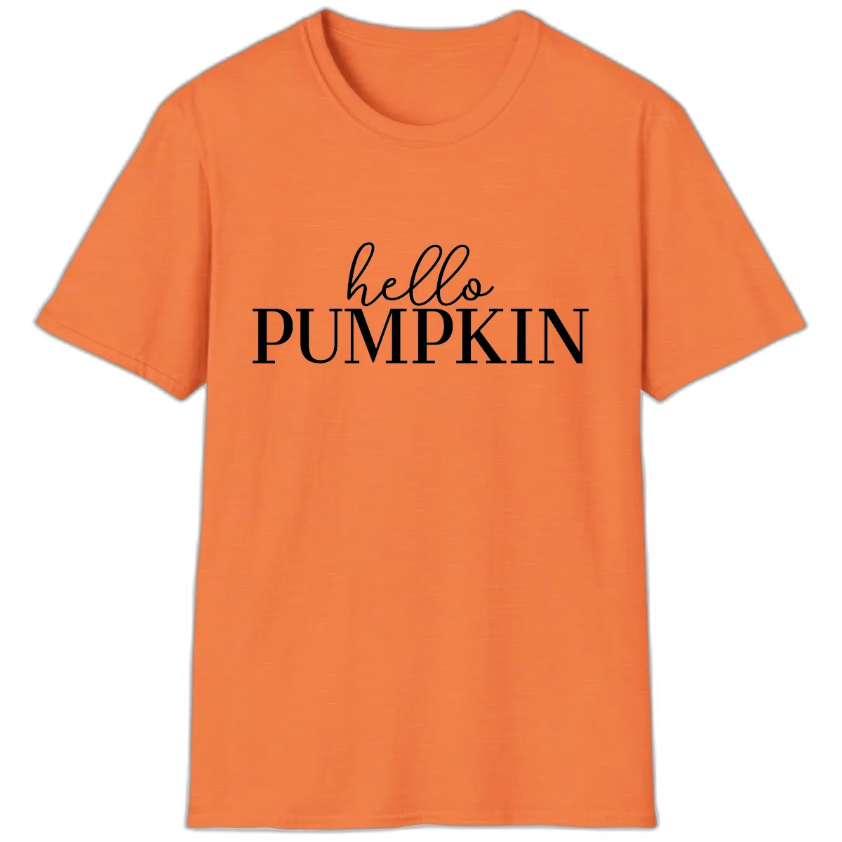 Hello Pumpkin Family Thanksgiving Tee T-Shirt in Heather Orange