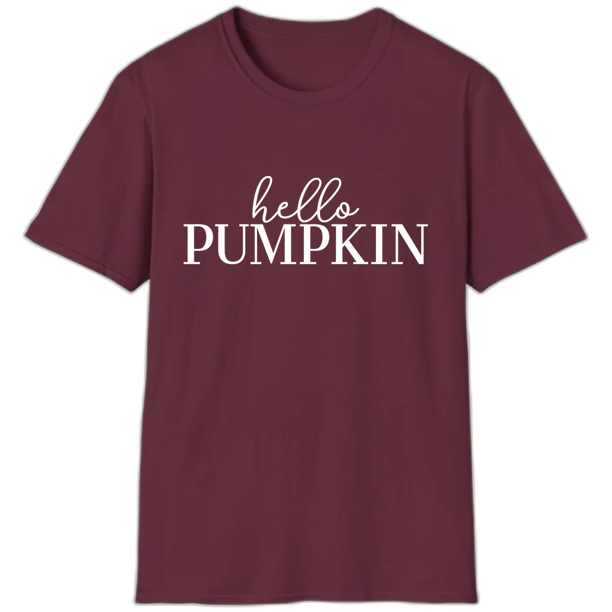Hello Pumpkin Family Thanksgiving Tee T-Shirt in Maroon