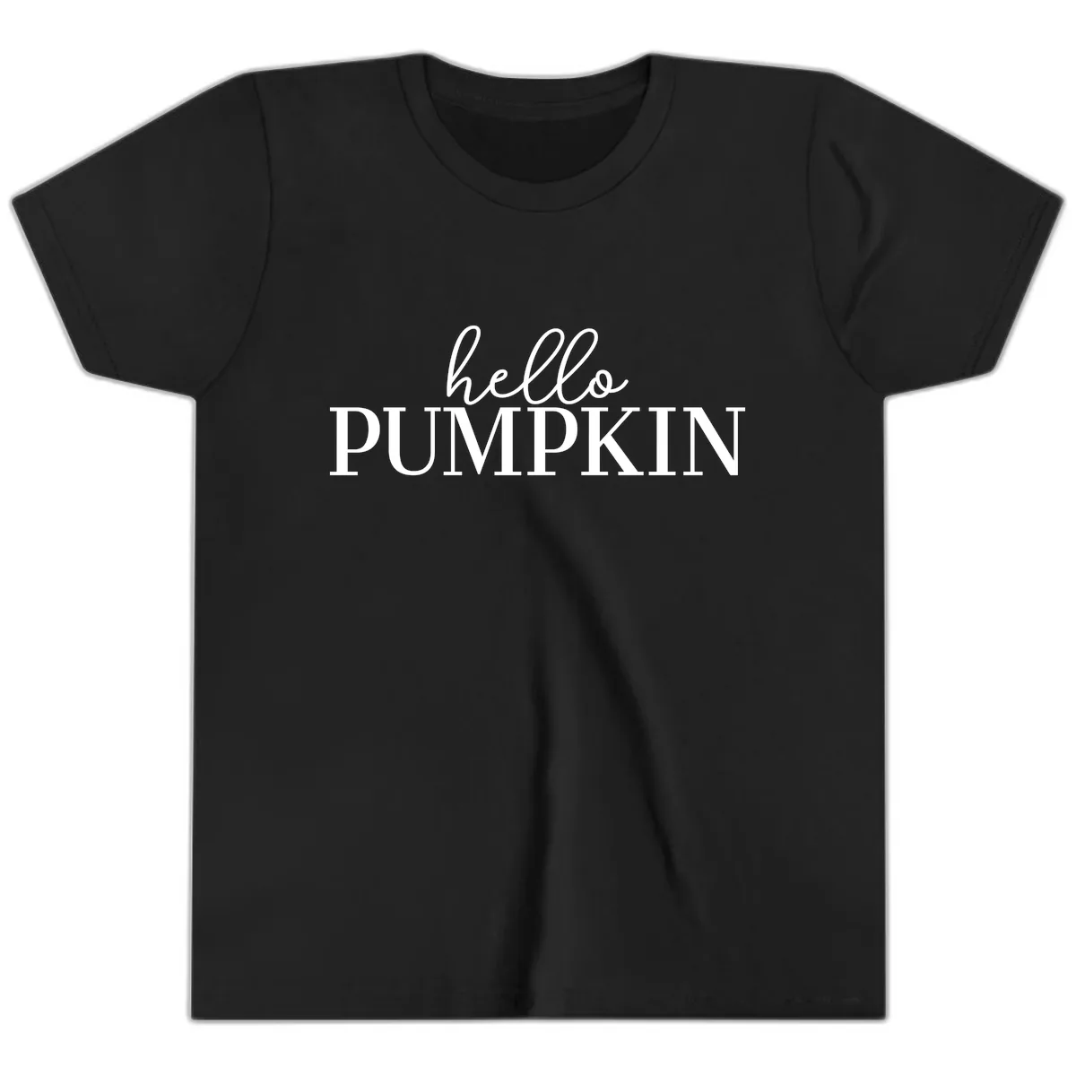 Hello Pumpkin Family Thanksgiving Tee Youth T-Shirt in Black