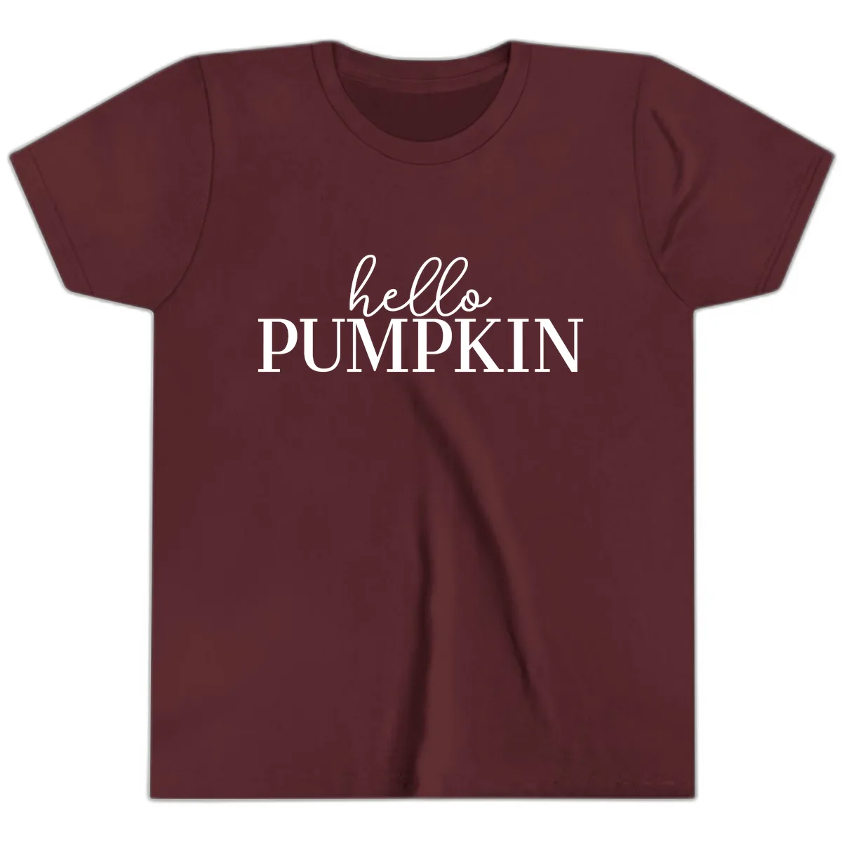 Hello Pumpkin Family Thanksgiving Tee Youth T-Shirt in Maroon