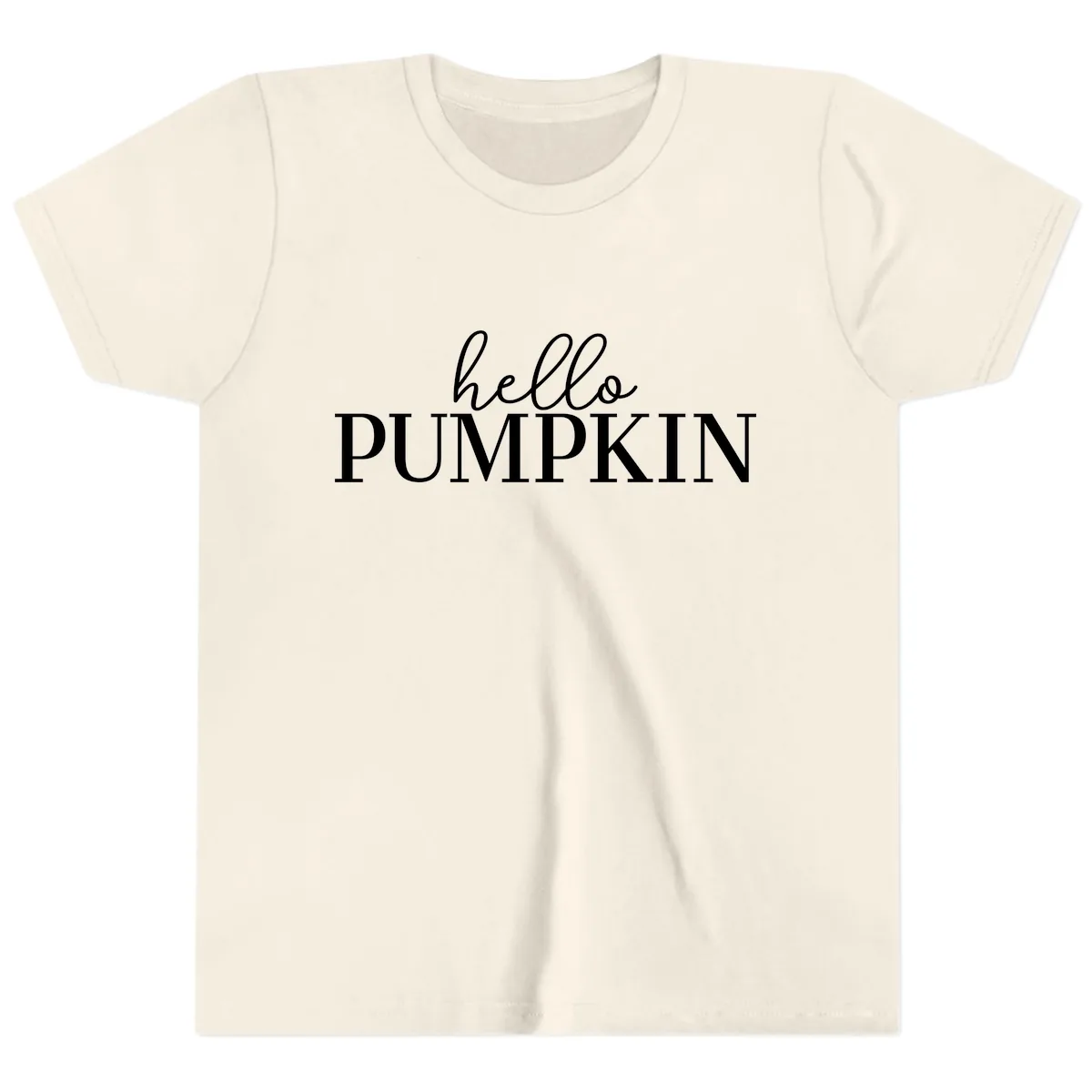 Hello Pumpkin Family Thanksgiving Tee Youth T-Shirt in Natural