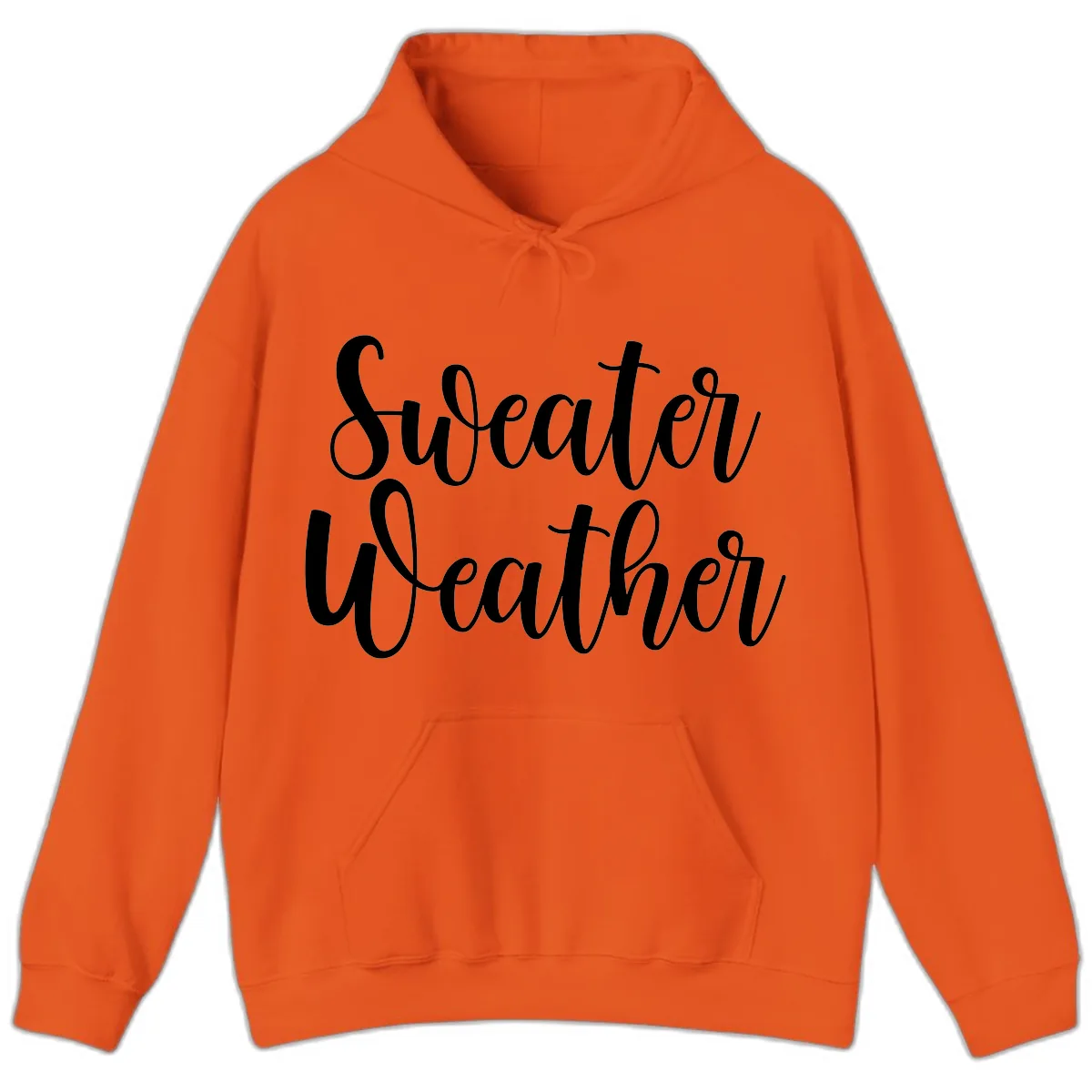 Sweater Weather Typography Design Hoodie in Orange