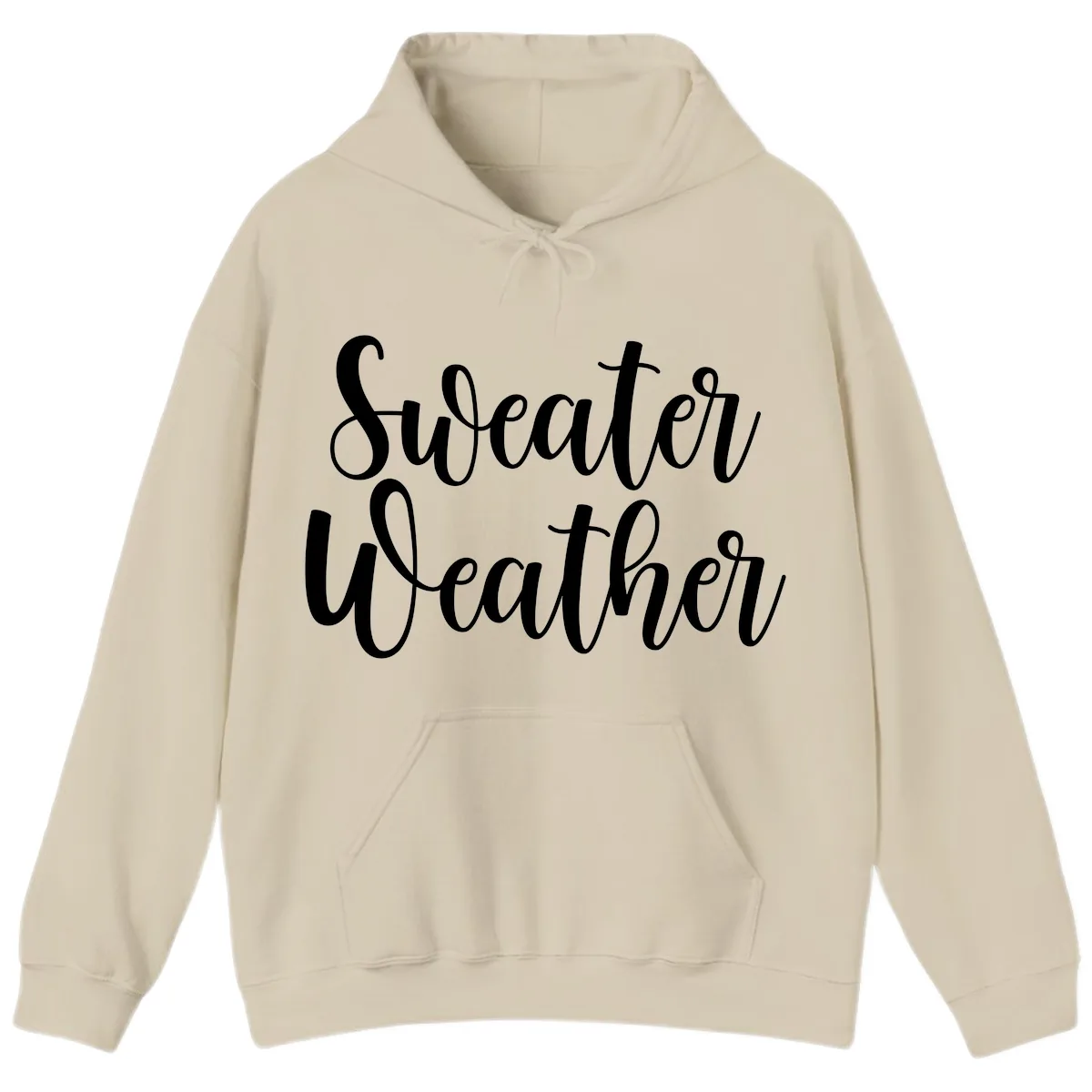 Sweater Weather Typography Design Hoodie in Sand