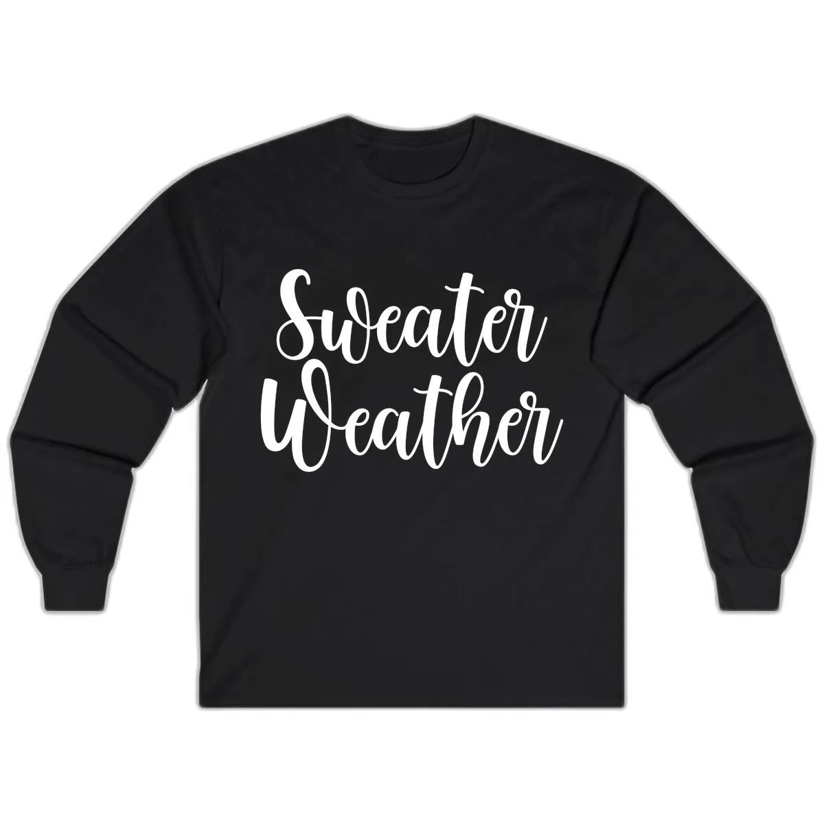 Sweater Weather Typography Design Long Sleeve in Black