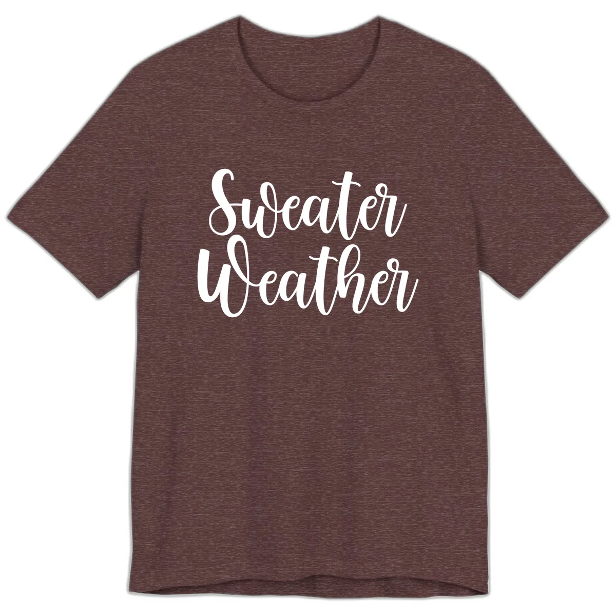 Sweater Weather Typography Design Premium T-Shirt in Heather Maroon