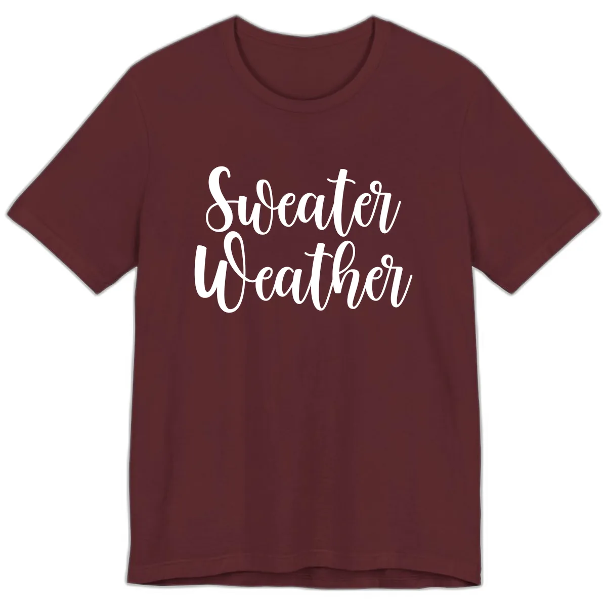 Sweater Weather Typography Design Premium T-Shirt in Maroon