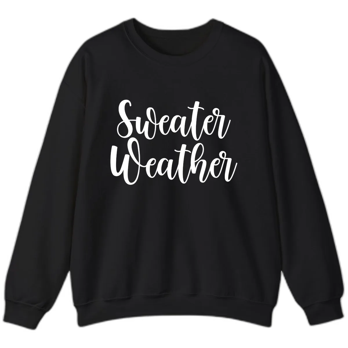 Sweater Weather Typography Design Sweatshirt in Black