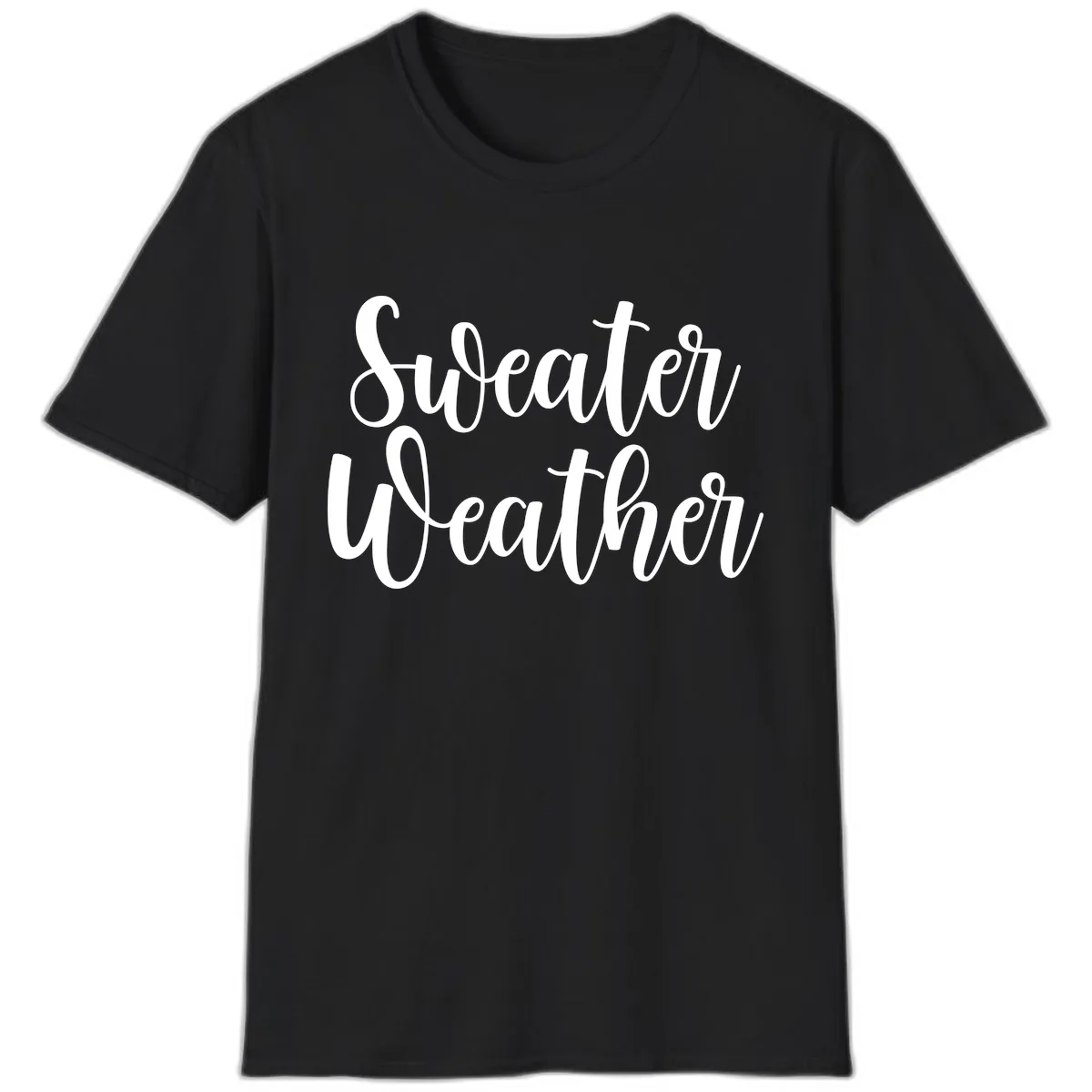Sweater Weather Typography Design T-Shirt in Black