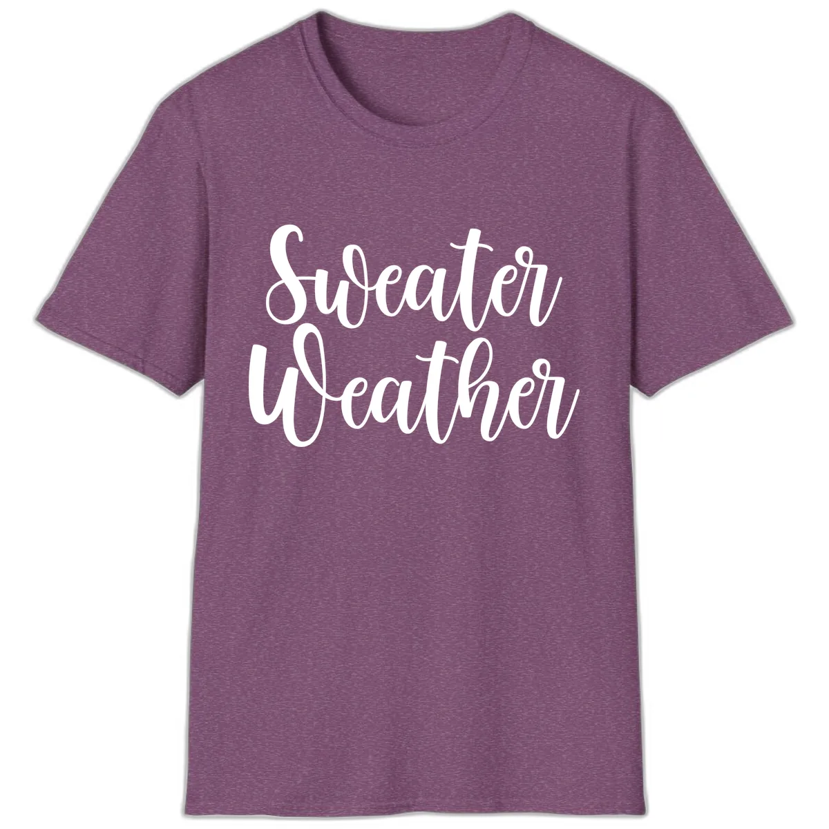 Sweater Weather Typography Design T-Shirt in Heather Maroon