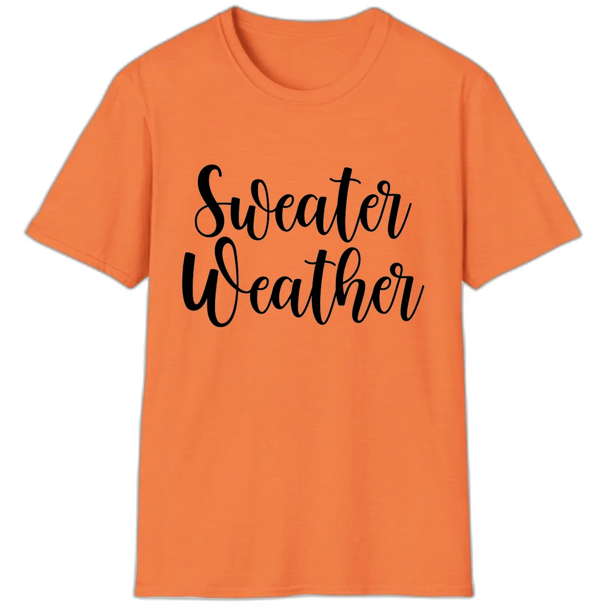Sweater Weather Typography Design T-Shirt in Heather Orange