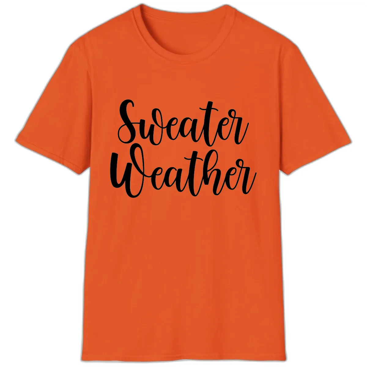 Sweater Weather Typography Design T-Shirt in Orange