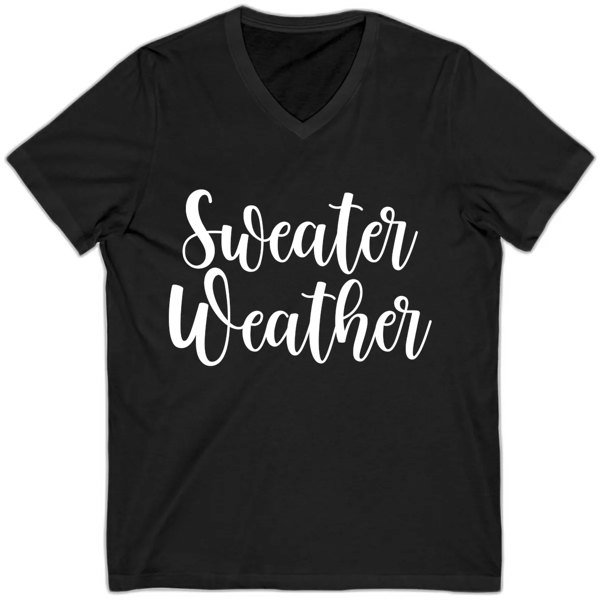 Sweater Weather Typography Design V-Neck in Black