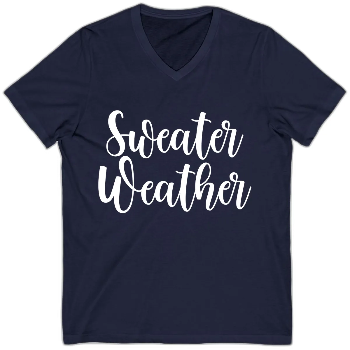 Sweater Weather Typography Design V-Neck in Navy