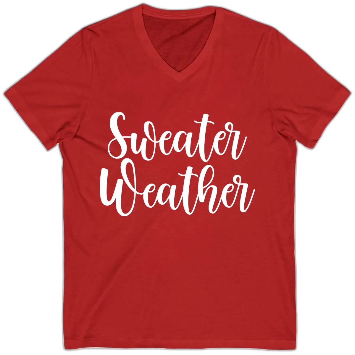 Sweater Weather Typography Design V-Neck in Red