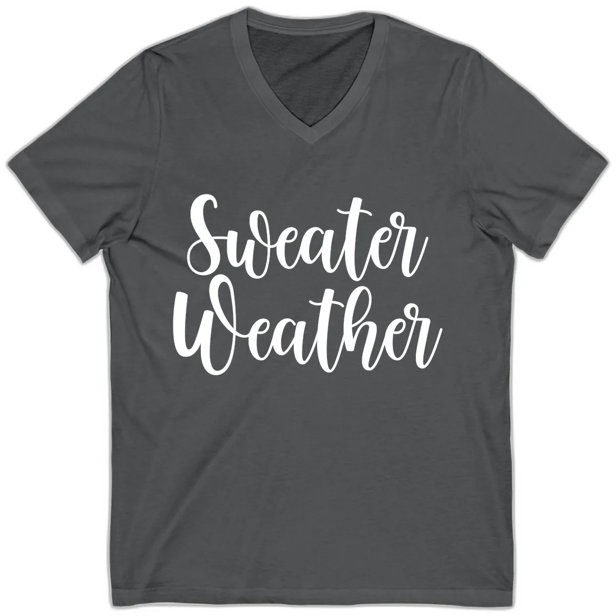 Sweater Weather Typography Design V-Neck in Asphalt