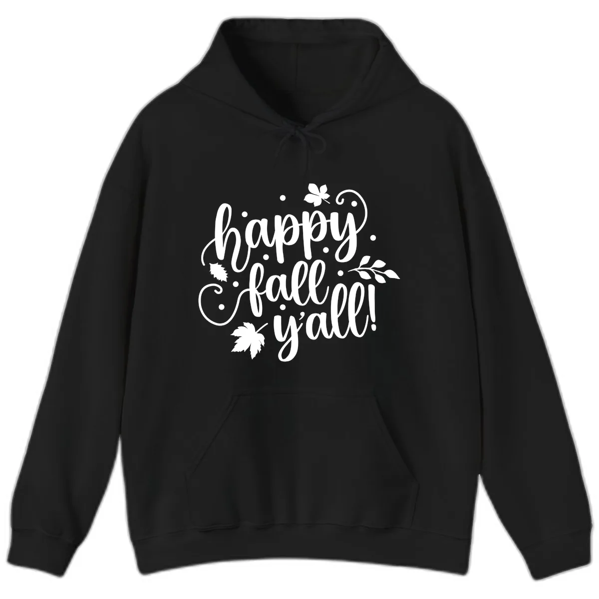 Happy Fall Y'all Script Design Hoodie in Black