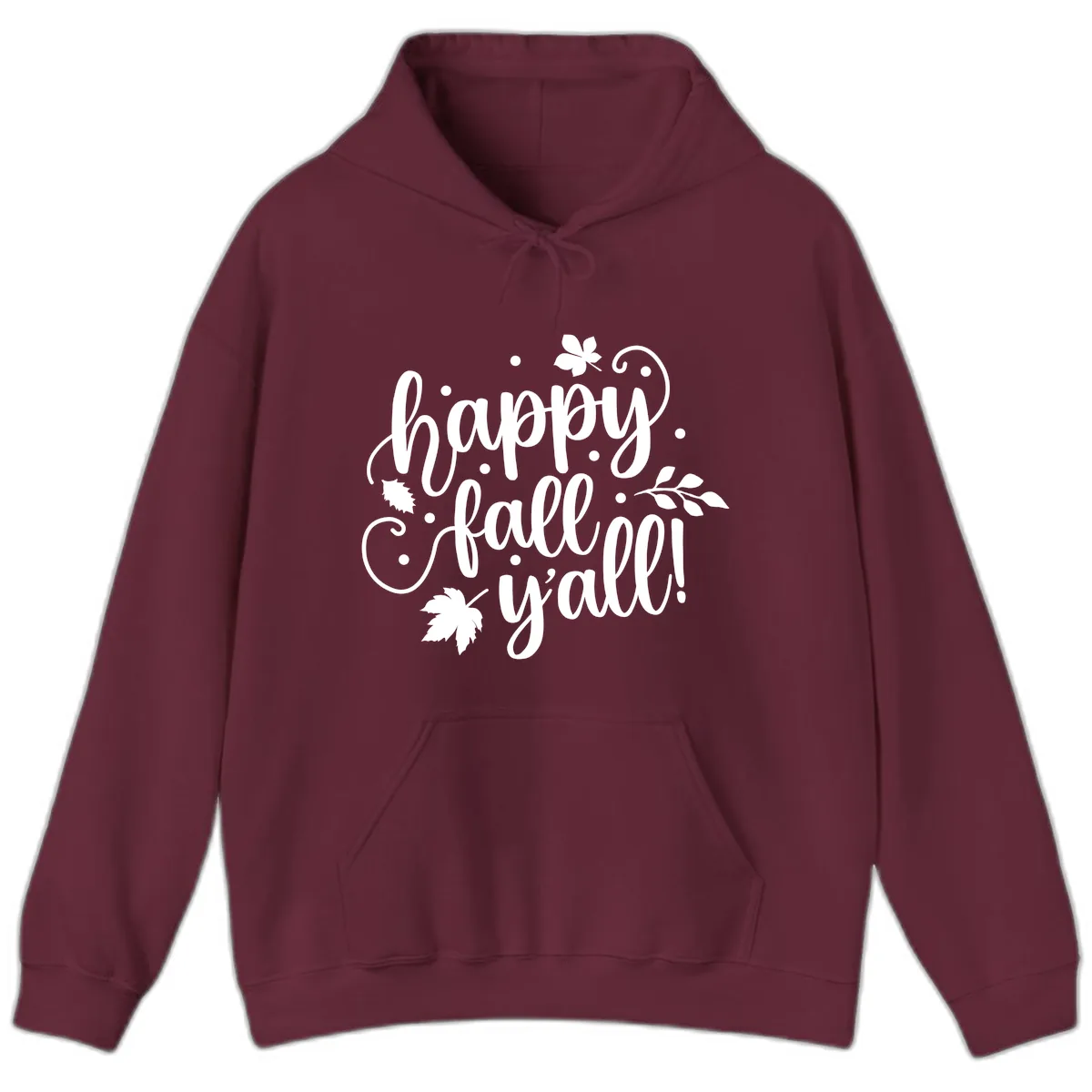 Happy Fall Y'all Script Design Hoodie in Maroon