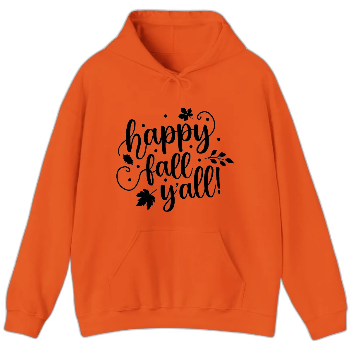 Happy Fall Y'all Script Design Hoodie in Orange