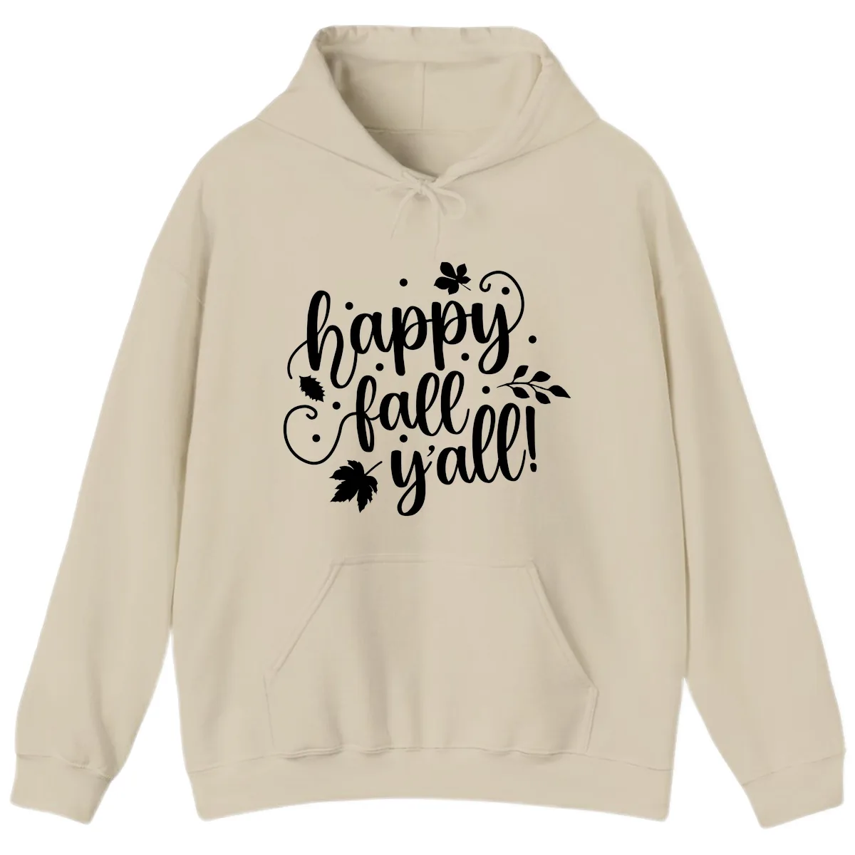 Happy Fall Y'all Script Design Hoodie in Sand