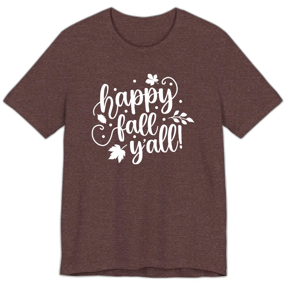 Happy Fall Y'all Script Design Premium T-Shirt in Heather Maroon