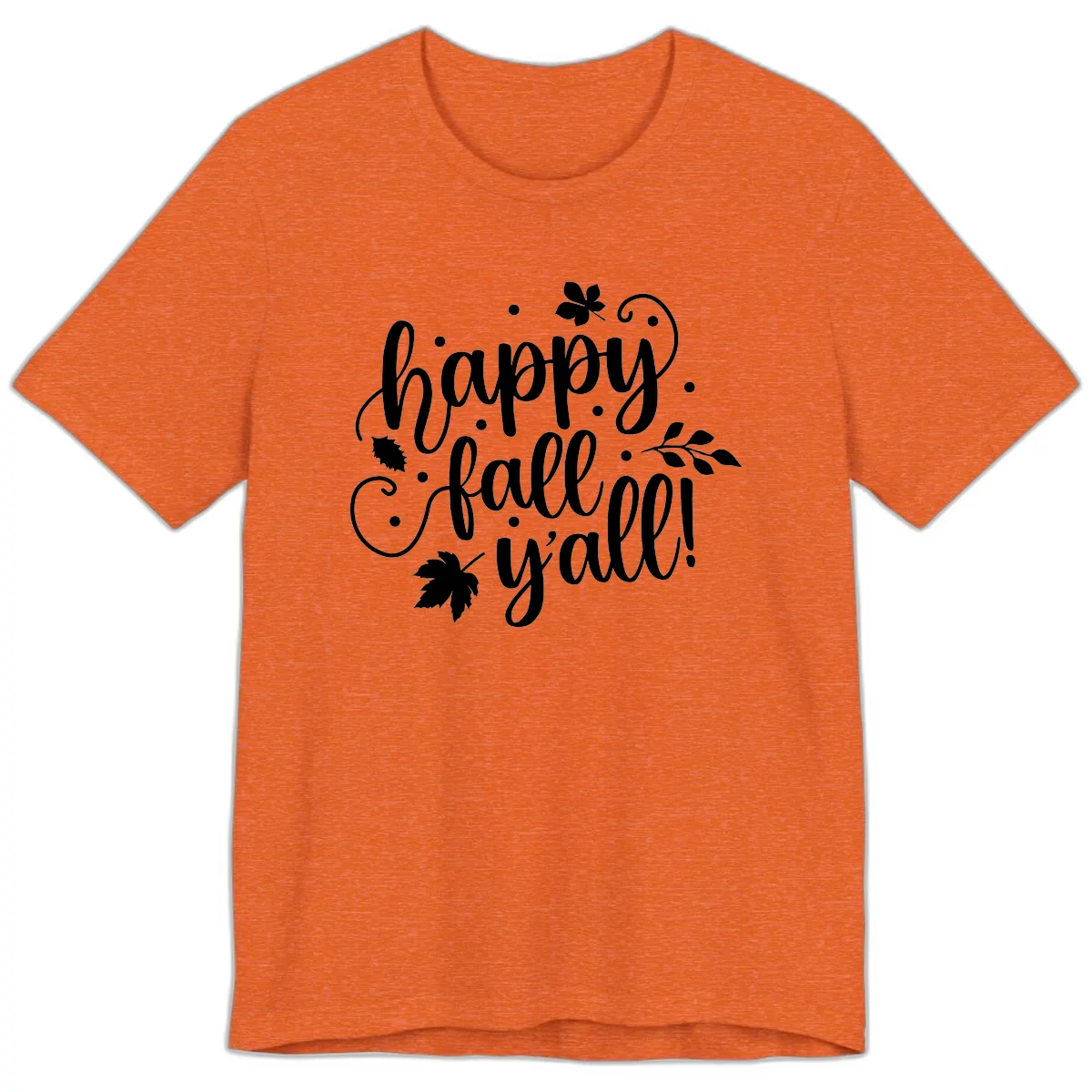 Happy Fall Y'all Script Design Premium T-Shirt in Heather Orange