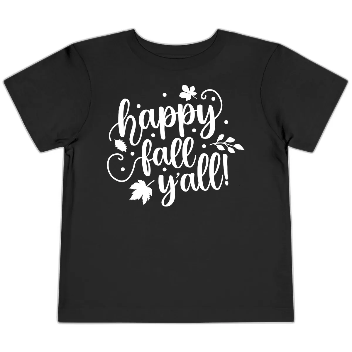 Happy Fall Y'all Script Design Toddler T-Shirt in Black