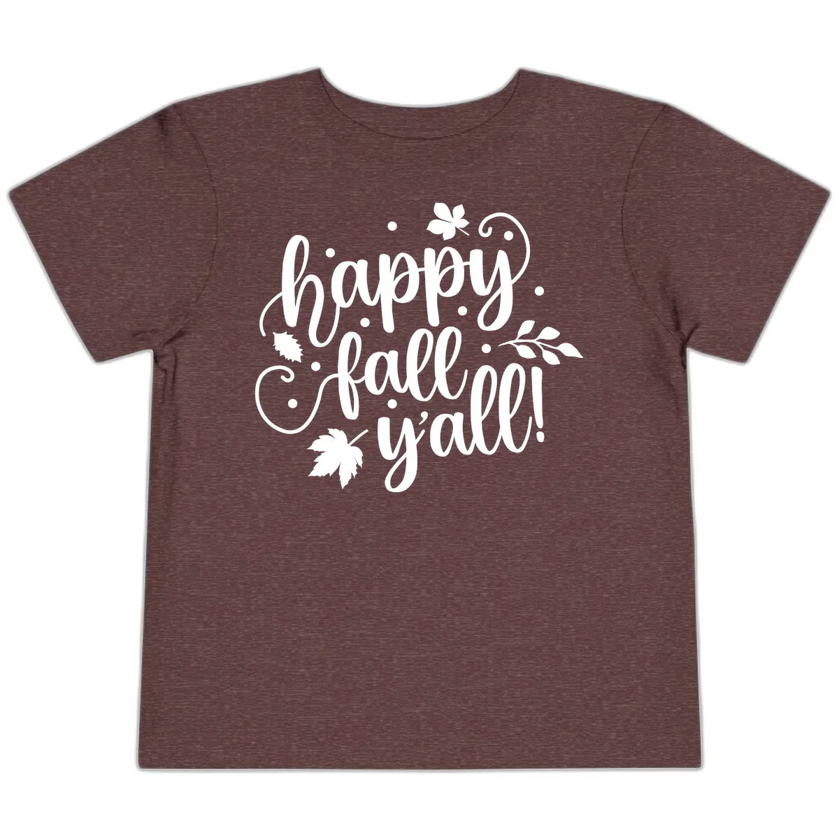 Happy Fall Y'all Script Design Toddler T-Shirt in Heather Maroon