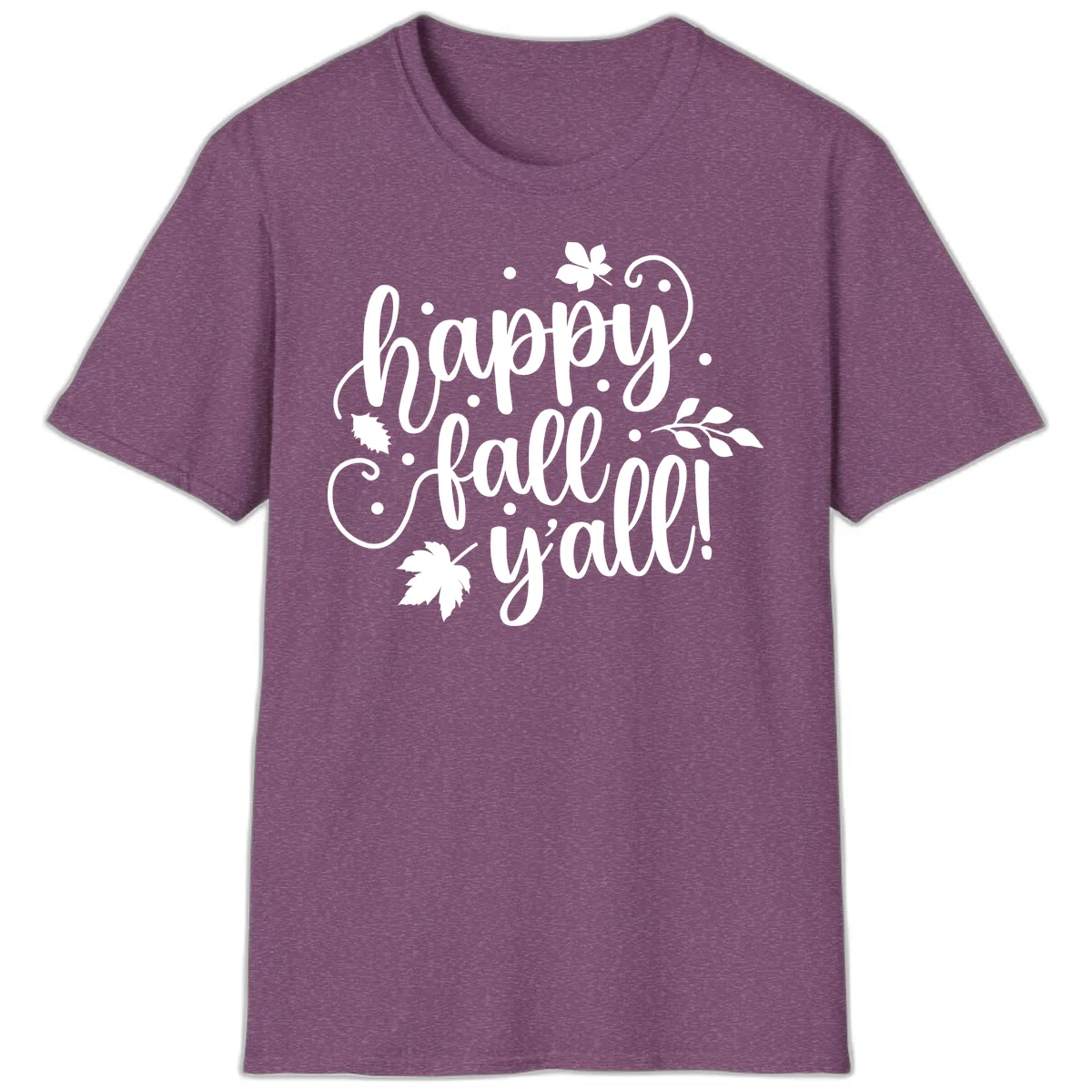 Happy Fall Y'all Script Design T-Shirt in Heather Maroon