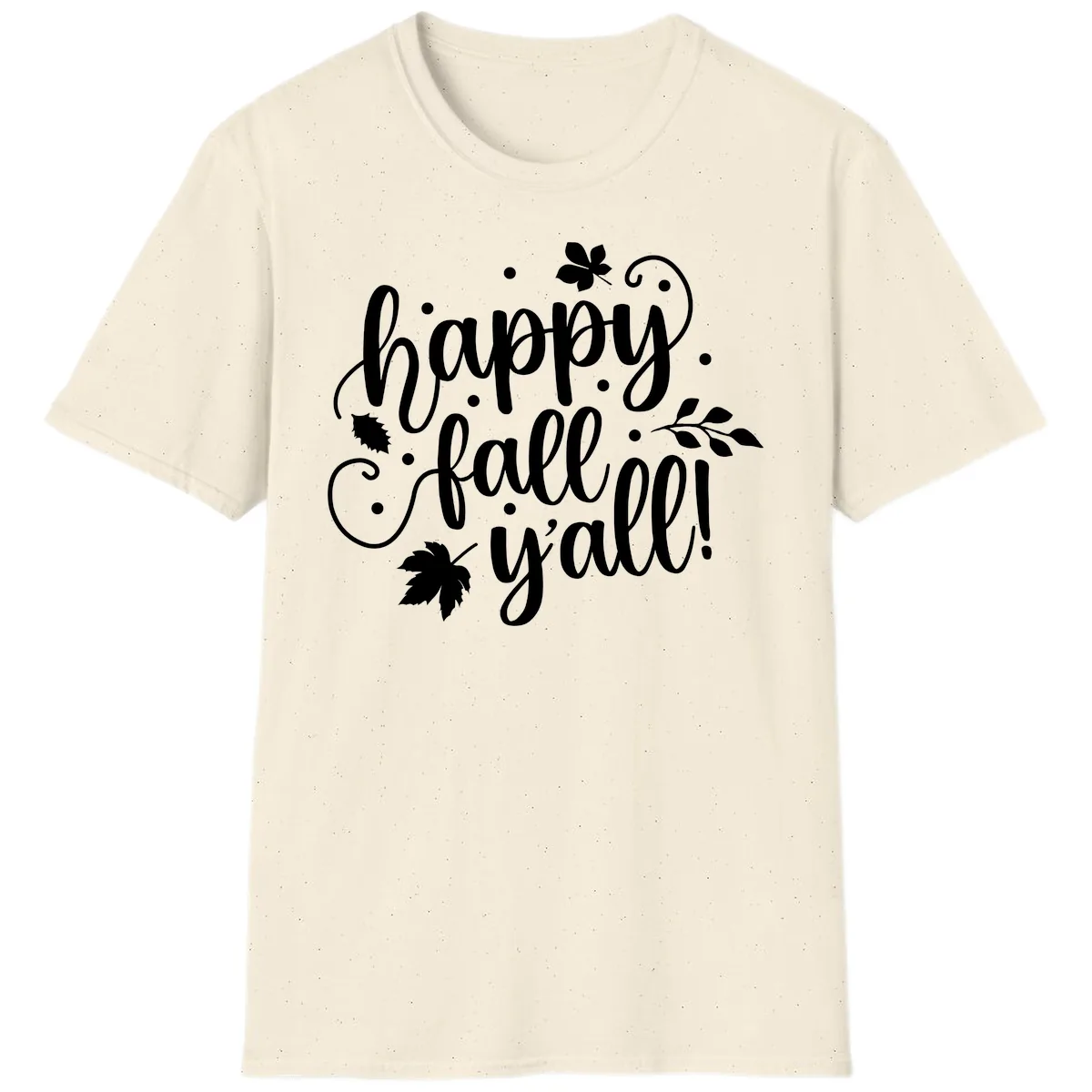 Happy Fall Y'all Script Design T-Shirt in Natural