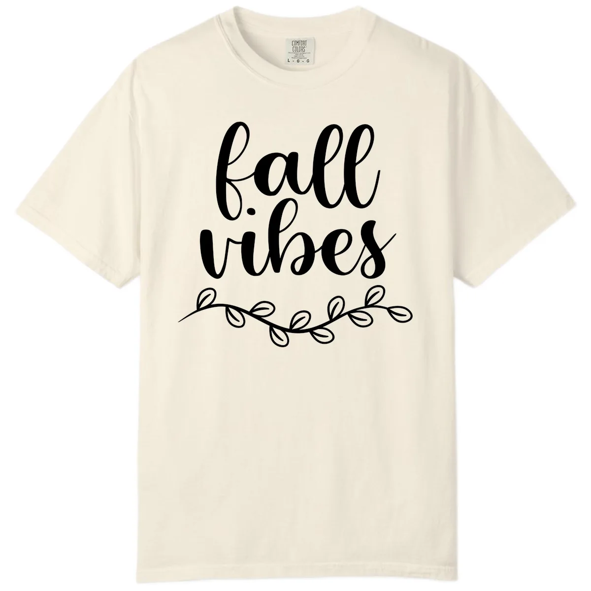 Fall Vibes Script Typography Design Comfort Color in Ivory