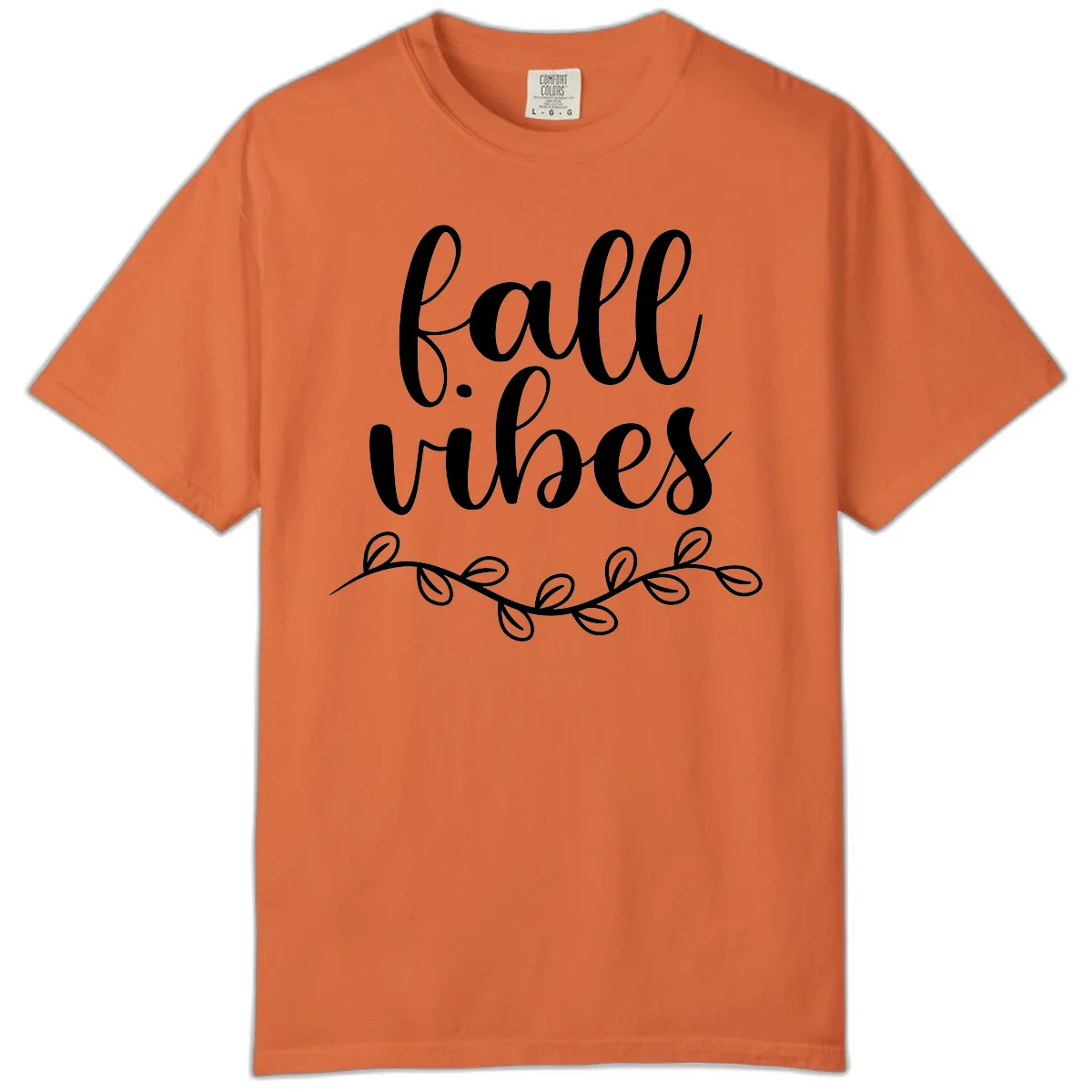 Fall Vibes Script Typography Design Comfort Color in Burnt Orange