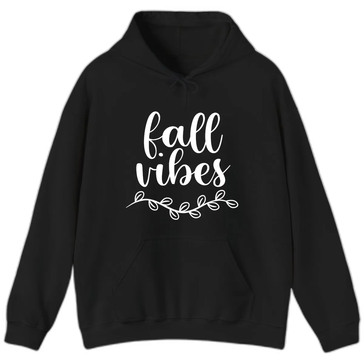 Fall Vibes Script Typography Design Hoodie in Black